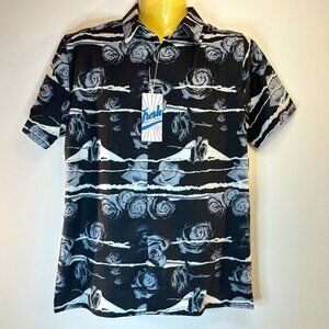 Fresh Prints of Bel-Air Men's Black Rose Print Shirt - Size Small - NWT